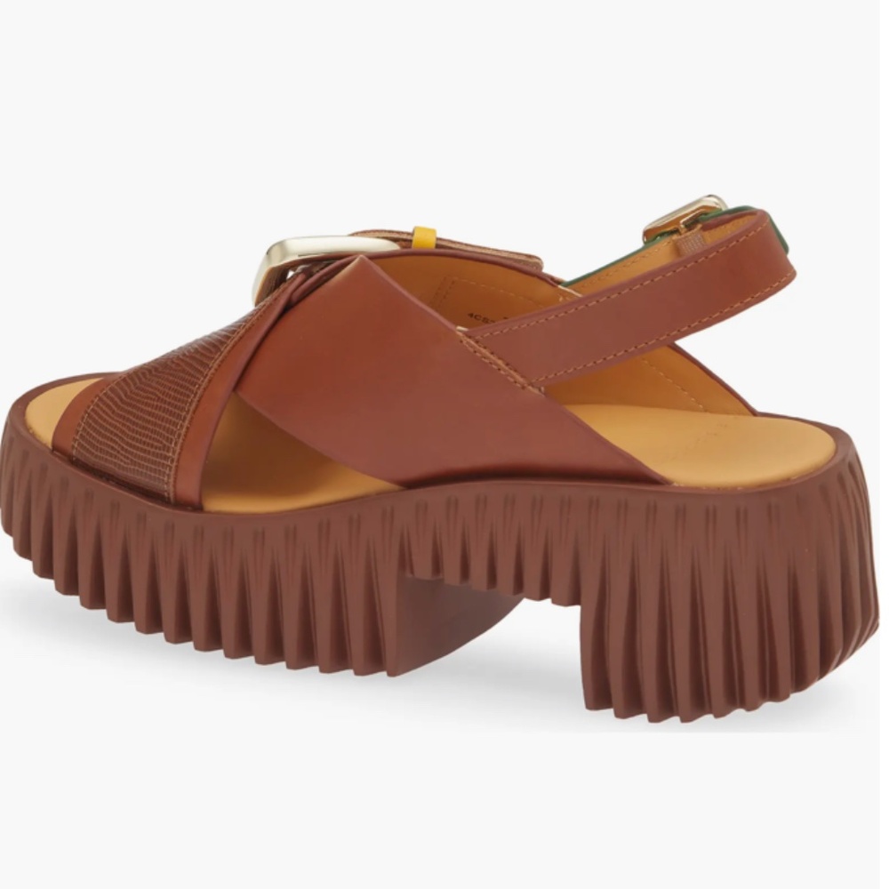 Plia Juno Stylish Brown and Yellow Sandals with Buckle - Picture 6 of 7